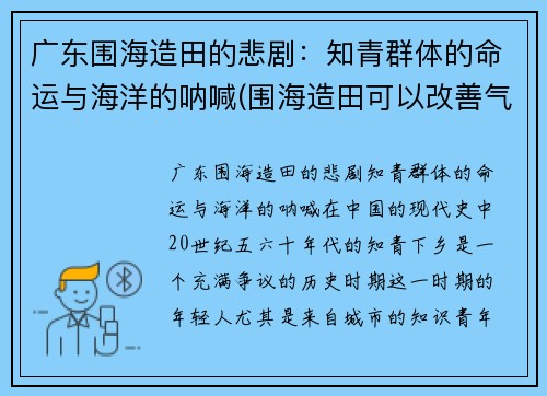 广东围海造田的悲剧：知青群体的命运与海洋的呐喊(围海造田可以改善气候吗)
